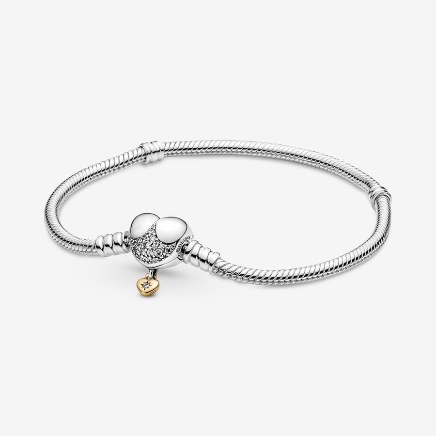 Pulsera Pandora Moments Cadena de Serpiente con Cierre de Corazón Princesas Disney