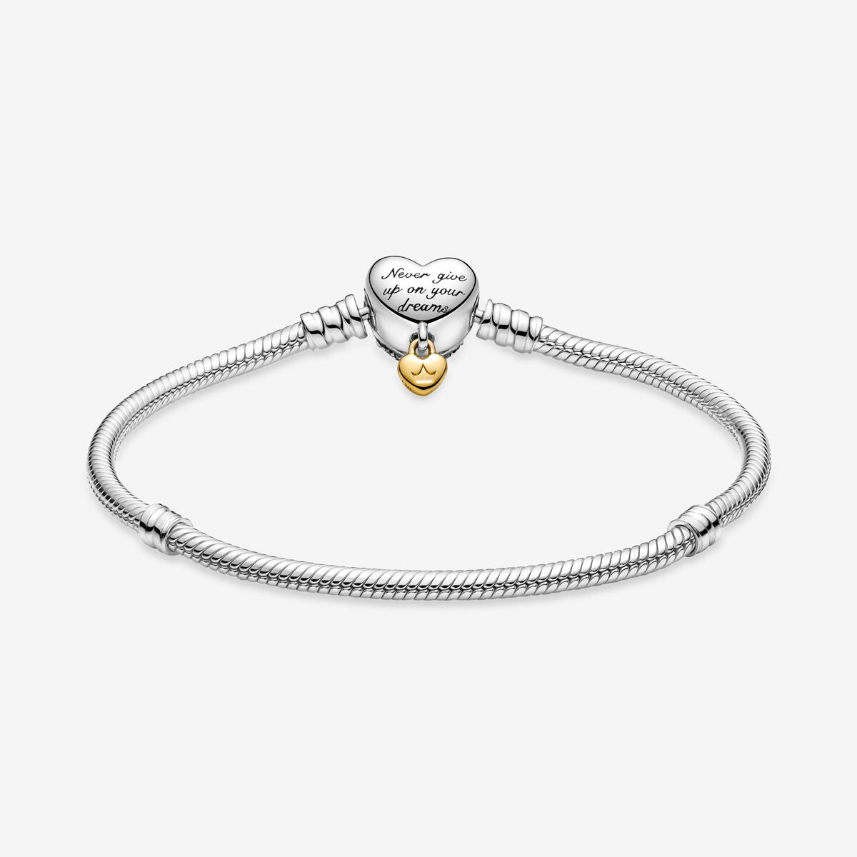 Pulsera Pandora Moments Cadena de Serpiente con Cierre de Corazón Princesas Disney