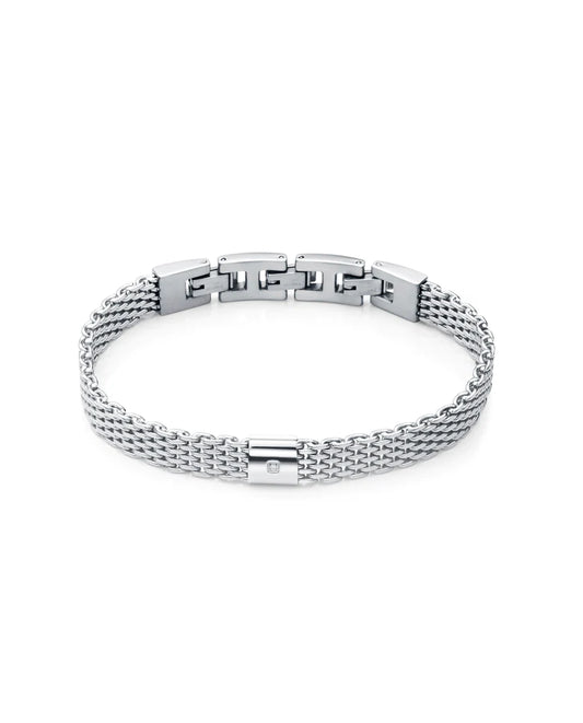 Pulsera Magnum de acero milanesa con diamante