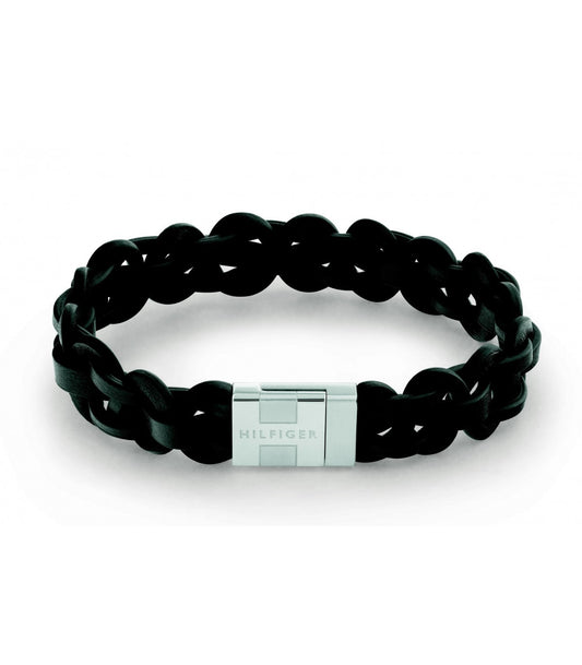 Pulsera Tommy Hilfiger Piel Trenzada Negra