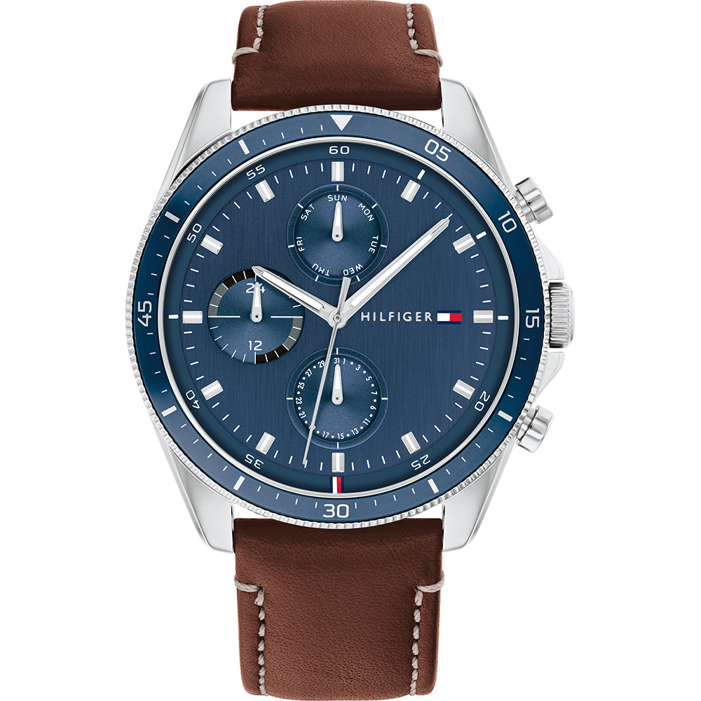 Reloj de hombre Tommy Hilfiger multifunción de piel marrón